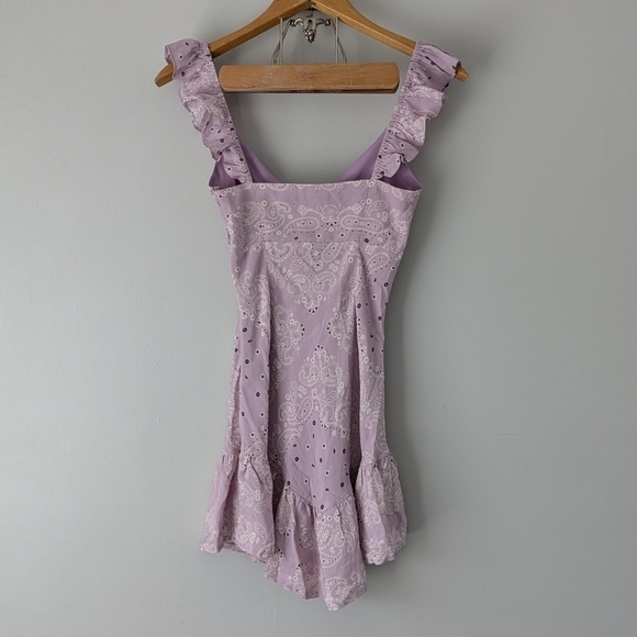 Lovers + Friends Dress Women's XXS Purple Light Bandana Barton Mini Ruffle  - Picture 6 of 7